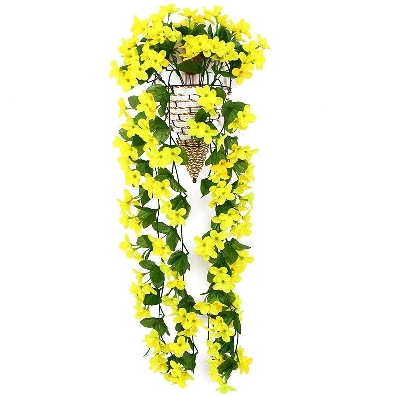 Artificial Flower Wisteria Basket Wall Hanging Flower Party Decoration Simulation For Valentine's Day Wedding Birthdays Hanging Basket Lifelike Garland for Home Wedding Garden/Yard String Floral Decoration