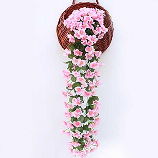Artificial Flower Wisteria Basket Wall Hanging Flower Party Decoration Simulation For Valentine's Day Wedding Birthdays Hanging Basket Lifelike Garland for Home Wedding Garden/Yard String Floral Decoration