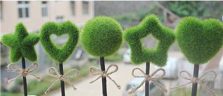 Artificial Lawn Simulation Grass Pile Simulation Flocking Love Star Bonsai Fake Flower Grass Ball For Home Decorations Ornaments Gifts