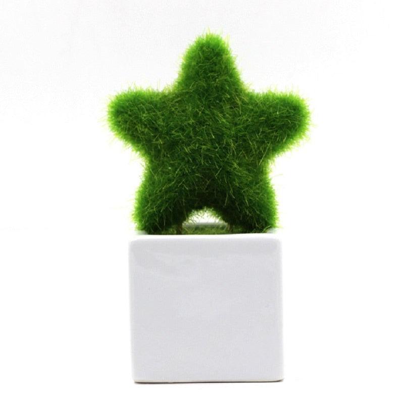 Artificial Lawn Simulation Grass Pile Simulation Flocking Love Star Bonsai Fake Flower Grass Ball For Home Decorations Ornaments Gifts