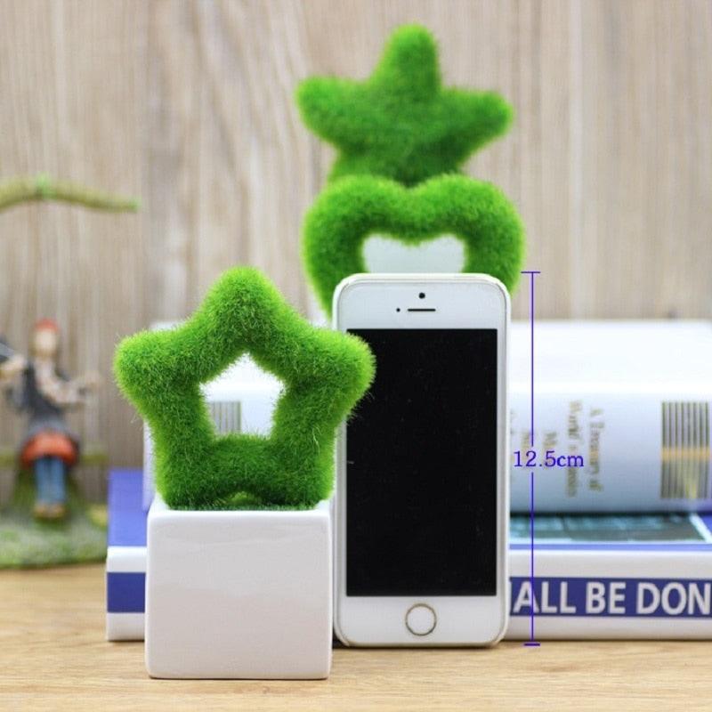 Artificial Lawn Simulation Grass Pile Simulation Flocking Love Star Bonsai Fake Flower Grass Ball For Home Decorations Ornaments Gifts