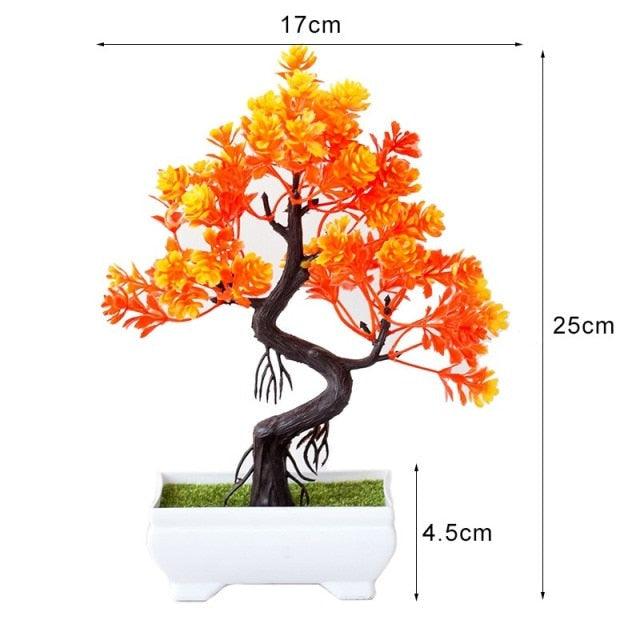 Artificial Small Tree Pot Fake Flowers Bonsai Potted Ornaments For Home Decoration Hotel Garden Decor Artificial Bonsai Tree Fake Greenery for Home Office Desk Wall Book Shelf Decor Room Decor