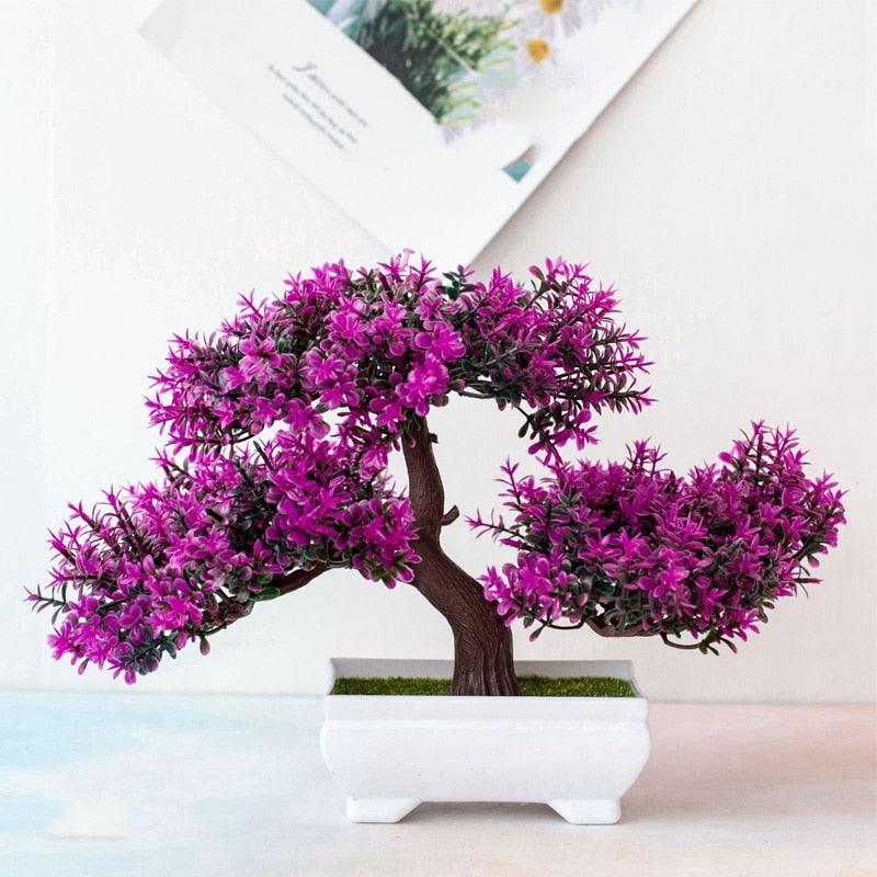 Artificial Small Tree Pot Fake Flowers Bonsai Potted Ornaments For Home Decoration Hotel Garden Decor Artificial Bonsai Tree Fake Greenery for Home Office Desk Wall Book Shelf Decor Room Decor