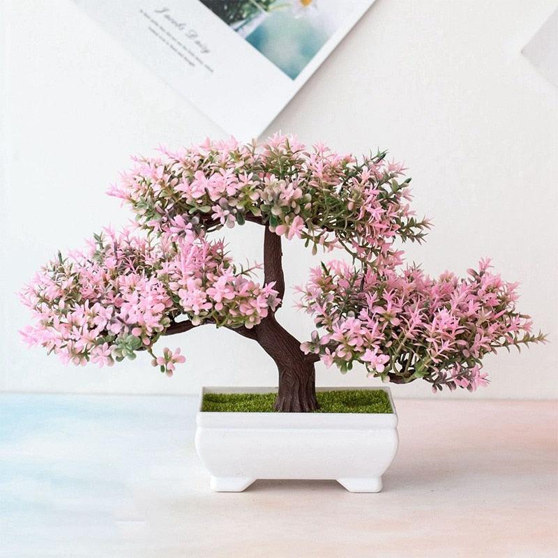 Artificial Small Tree Pot Fake Flowers Bonsai Potted Ornaments For Home Decoration Hotel Garden Decor Artificial Bonsai Tree Fake Greenery for Home Office Desk Wall Book Shelf Decor Room Decor