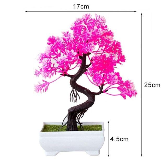 Artificial Small Tree Pot Fake Flowers Bonsai Potted Ornaments For Home Decoration Hotel Garden Decor Artificial Bonsai Tree Fake Greenery for Home Office Desk Wall Book Shelf Decor Room Decor
