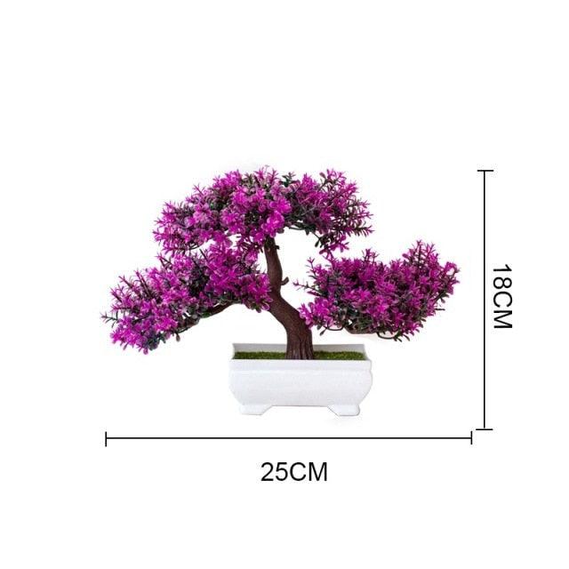 Artificial Small Tree Pot Fake Flowers Bonsai Potted Ornaments For Home Decoration Hotel Garden Decor Artificial Bonsai Tree Fake Greenery for Home Office Desk Wall Book Shelf Decor Room Decor