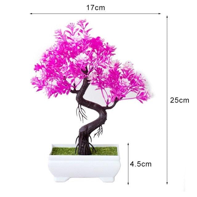 Artificial Small Tree Pot Fake Flowers Bonsai Potted Ornaments For Home Decoration Hotel Garden Decor Artificial Bonsai Tree Fake Greenery for Home Office Desk Wall Book Shelf Decor Room Decor