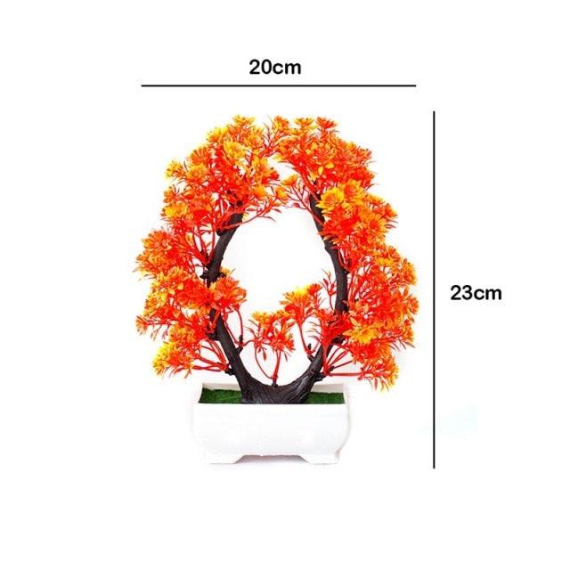 Artificial Small Tree Pot Fake Flowers Bonsai Potted Ornaments For Home Decoration Hotel Garden Decor Artificial Bonsai Tree Fake Greenery for Home Office Desk Wall Book Shelf Decor Room Decor