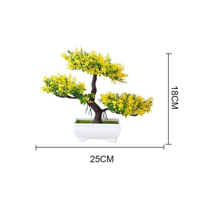 Artificial Small Tree Pot Fake Flowers Bonsai Potted Ornaments For Home Decoration Hotel Garden Decor Artificial Bonsai Tree Fake Greenery for Home Office Desk Wall Book Shelf Decor Room Decor