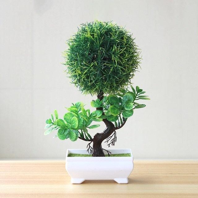 Artificial Small Tree Pot Fake Flowers Bonsai Potted Ornaments For Home Decoration Hotel Garden Decor Artificial Bonsai Tree Fake Greenery for Home Office Desk Wall Book Shelf Decor Room Decor