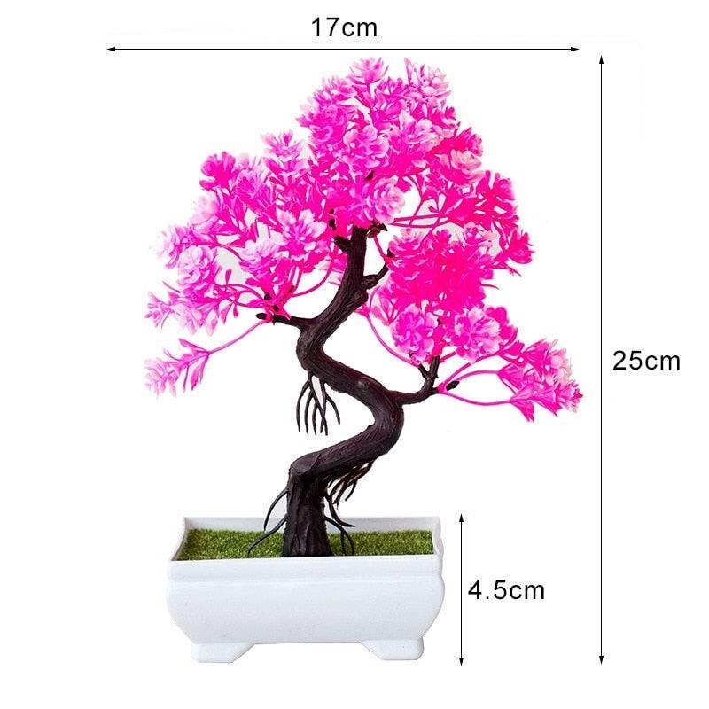 Artificial Small Tree Pot Fake Flowers Bonsai Potted Ornaments For Home Decoration Hotel Garden Decor Artificial Bonsai Tree Fake Greenery for Home Office Desk Wall Book Shelf Decor Room Decor