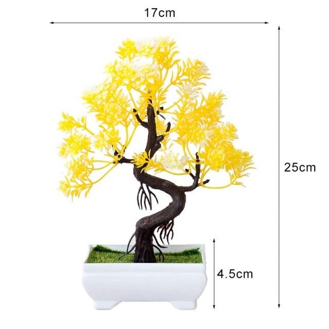 Artificial Small Tree Pot Fake Flowers Bonsai Potted Ornaments For Home Decoration Hotel Garden Decor Artificial Bonsai Tree Fake Greenery for Home Office Desk Wall Book Shelf Decor Room Decor