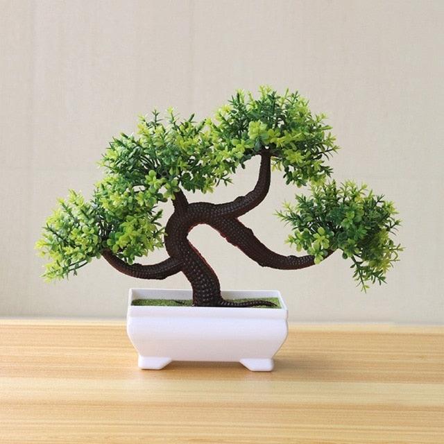 Artificial Small Tree Pot Fake Flowers Bonsai Potted Ornaments For Home Decoration Hotel Garden Decor Artificial Bonsai Tree Fake Greenery for Home Office Desk Wall Book Shelf Decor Room Decor