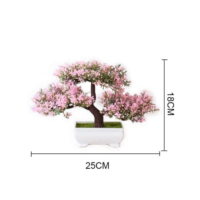 Artificial Small Tree Pot Fake Flowers Bonsai Potted Ornaments For Home Decoration Hotel Garden Decor Artificial Bonsai Tree Fake Greenery for Home Office Desk Wall Book Shelf Decor Room Decor