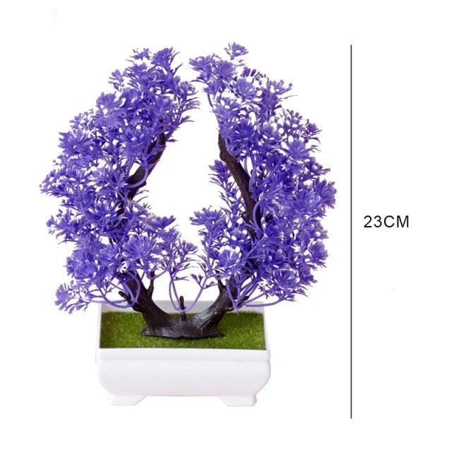 Artificial Small Tree Pot Fake Flowers Bonsai Potted Ornaments For Home Decoration Hotel Garden Decor Artificial Bonsai Tree Fake Greenery for Home Office Desk Wall Book Shelf Decor Room Decor