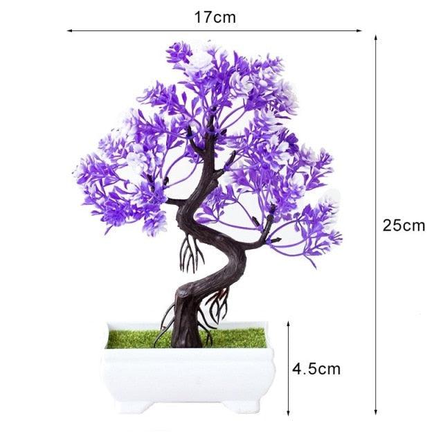 Artificial Small Tree Pot Fake Flowers Bonsai Potted Ornaments For Home Decoration Hotel Garden Decor Artificial Bonsai Tree Fake Greenery for Home Office Desk Wall Book Shelf Decor Room Decor