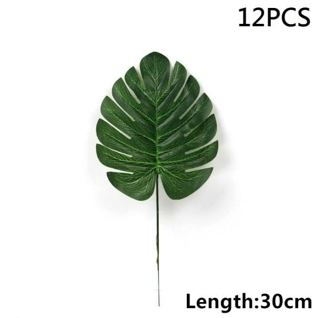 Artificial Tropical Palm Leaves For Hawaiian Luau Beach Birthday Jungle Party Wedding Home Table Decoration Accessories  Tropical Leaves with Stems Jungle Leaves Decorations for Hawaiian Luau Party Beach Baby Shower Wedding Birthday Decorations