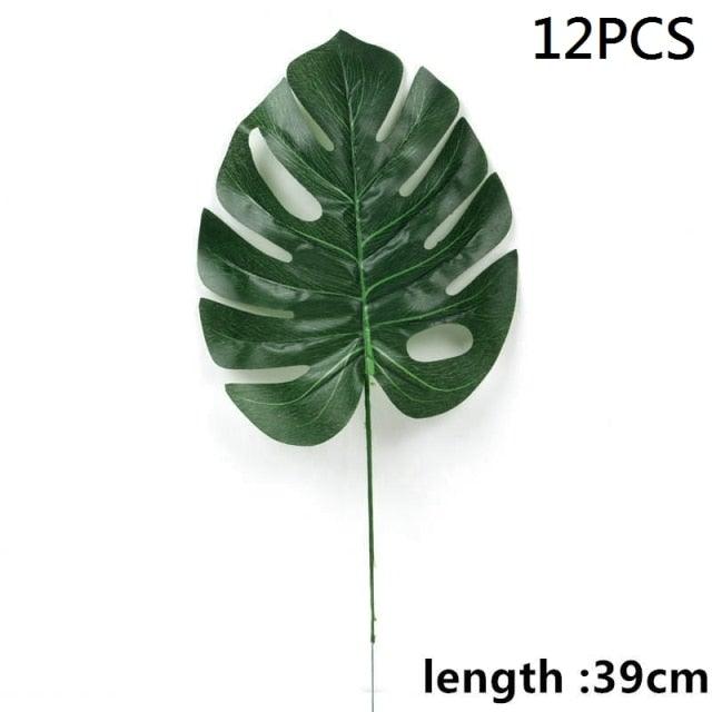 Artificial Tropical Palm Leaves For Hawaiian Luau Beach Birthday Jungle Party Wedding Home Table Decoration Accessories  Tropical Leaves with Stems Jungle Leaves Decorations for Hawaiian Luau Party Beach Baby Shower Wedding Birthday Decorations