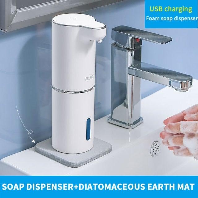 Automatic Foam Soap Dispensers Bathroom Smart Washing Hand Machine With USB Charging White High Quality Material  Automatic Touchless Soap Dispenser Rechargeable Foaming Soap Dispense With Adjustable Volume Suitable For Bathroom Office Hotel