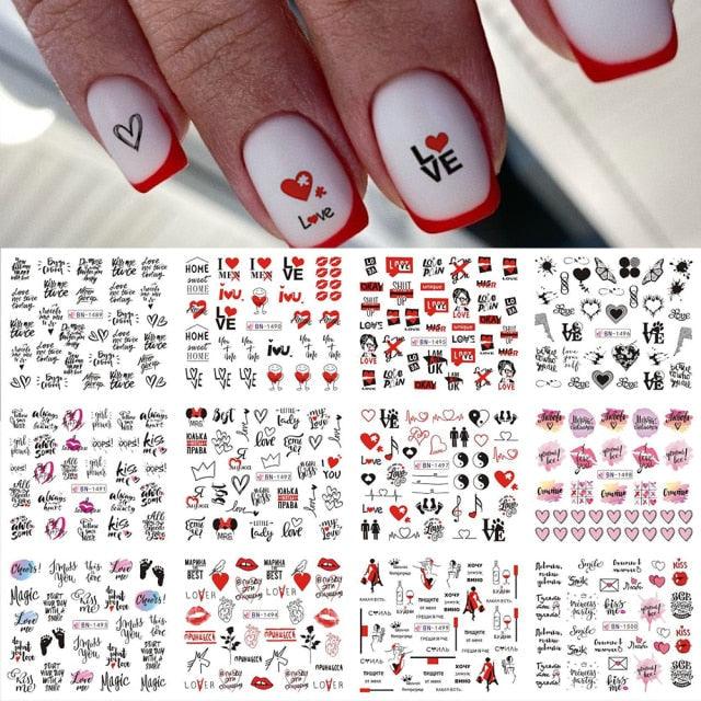 Autumn Simple Green Pink Pattern Water Nail Decal Sticker Flower Leaf Tree Winter Slider For Nail Art Manicuring Decoration Decals for Nail Art Decoration Including Hearts Stars Letters Bowknot Leaves Flowers Plants Fruits Butterflies