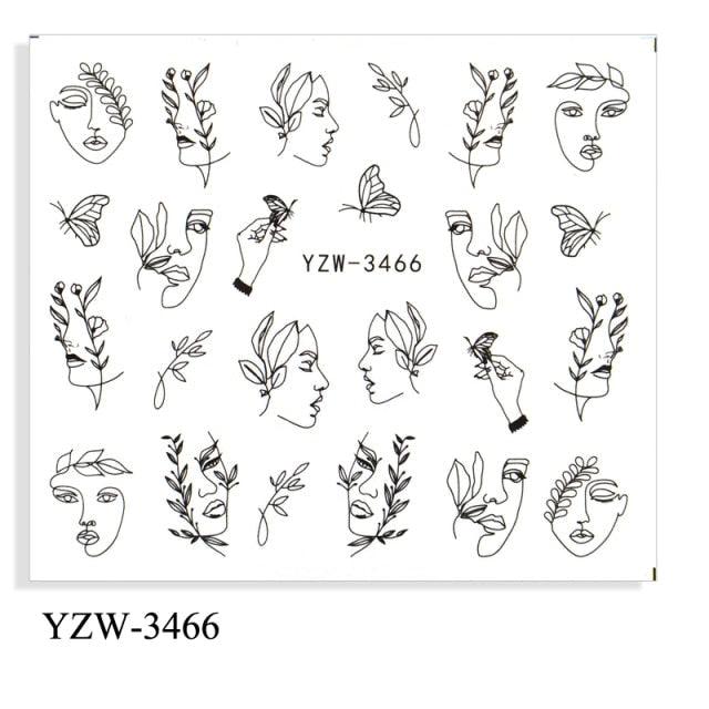 Autumn Simple Green Pink Pattern Water Nail Decal Sticker Flower Leaf Tree Winter Slider For Nail Art Manicuring Decoration Decals for Nail Art Decoration Including Hearts Stars Letters Bowknot Leaves Flowers Plants Fruits Butterflies