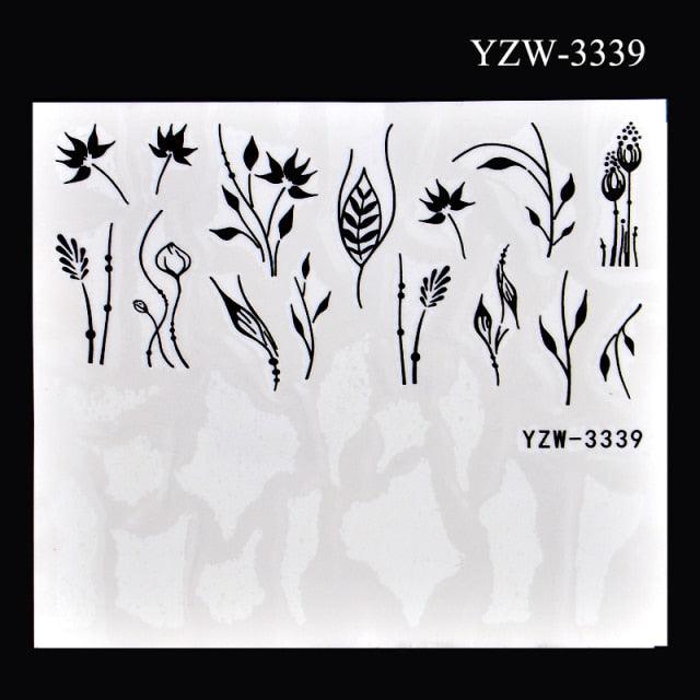 Autumn Simple Green Pink Pattern Water Nail Decal Sticker Flower Leaf Tree Winter Slider For Nail Art Manicuring Decoration Decals for Nail Art Decoration Including Hearts Stars Letters Bowknot Leaves Flowers Plants Fruits Butterflies