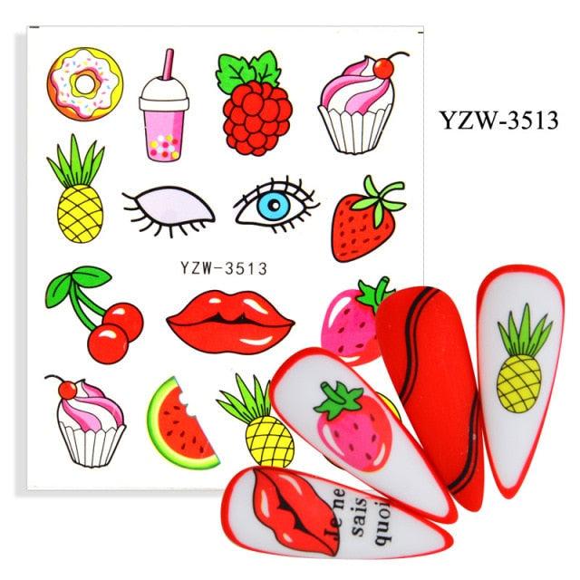 Avocado Fruit Transfer Nail Stickers Charms Winter Water Sticker For Nails Sliders Character Image Tattoo Decal Decoration Cute Summer Nail Art Stickers Summer Fruit Stickers on Nails Unicorn Banana Cherry Avocado Dog Strawberry Nail Art Decals