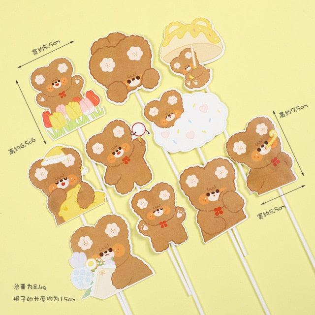 Bear Candle Birthday Cake Props Topper Card Cute Fantasy Cup Dessert Smiley  Love Bear  Table Dress Up Cake Props Party Cake Decor Supplies Toppers Birthday Cupcake Topper Various Cake Decorations for Birthday Party Photo Prop