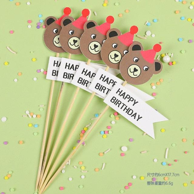 Bear Candle Birthday Cake Props Topper Card Cute Fantasy Cup Dessert Smiley  Love Bear  Table Dress Up Cake Props Party Cake Decor Supplies Toppers Birthday Cupcake Topper Various Cake Decorations for Birthday Party Photo Prop