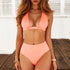 Beautiful Multicolored Women High Waist Bikini Swimwear Women Halter Push Up Bikini Set Swimsuit Women's Flower Print Bikini High Waist Beach Swimsuits Sporty Two Piece Bathing Suit Female Beach Wear Bathing Suit