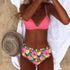Beautiful Multicolored Women High Waist Bikini Swimwear Women Halter Push Up Bikini Set Swimsuit Women's Flower Print Bikini High Waist Beach Swimsuits Sporty Two Piece Bathing Suit Female Beach Wear Bathing Suit