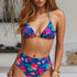 Beautiful Multicolored Women High Waist Bikini Swimwear Women Halter Push Up Bikini Set Swimsuit Women's Flower Print Bikini High Waist Beach Swimsuits Sporty Two Piece Bathing Suit Female Beach Wear Bathing Suit