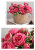 Beautiful Rose Peony Artificial Silk Eucalyptus Fake Flowers Small bouquet Flores Home Party Spring Wedding Decoration Artificial Silk Rose Flower Bouquet Lifelike Fake Rose for Wedding Home Party Decoration Event Gift