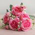 Beautiful Rose Peony Artificial Silk Eucalyptus Fake Flowers Small bouquet Flores Home Party Spring Wedding Decoration Artificial Silk Rose Flower Bouquet Lifelike Fake Rose for Wedding Home Party Decoration Event Gift