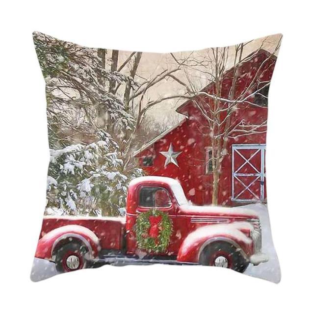 Beautiful Snowflake In Red Merry Christmas Gifts Xmas Cushion Cover Case Decorations Winter Holiday Party Pillow Zipper Pillowcase For Sofa Home Office Living Room Car