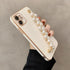 Beautiful White Pearl Chain Gold Color Plating Straight Edge Phone Case for iPhone 13 11 12 Pro Max Case for iPhone X XS MAX XR 7 8 Plus Phone Case Plating Pearl Chain Wrist Bracelet Cover
