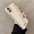 Beautiful White Pearl Chain Gold Color Plating Straight Edge Phone Case for iPhone 13 11 12 Pro Max Case for iPhone X XS MAX XR 7 8 Plus Phone Case Plating Pearl Chain Wrist Bracelet Cover