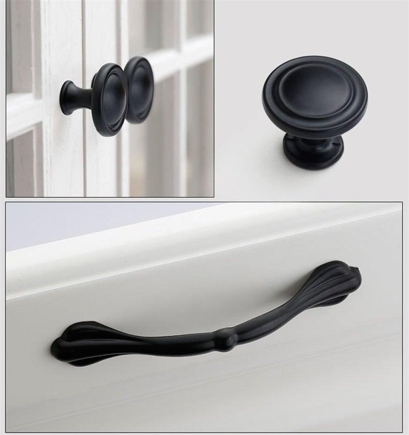Black American Aluminium Alloy Door Handles Wardrobe Drawer Pull Kitchen Cabinet Knobs For Furniture Handle Hardware Accessories Vintage Cabinet Drawer Handles Pull for Cabinet Door Dresser Cupboard Closet Drawer Furniture