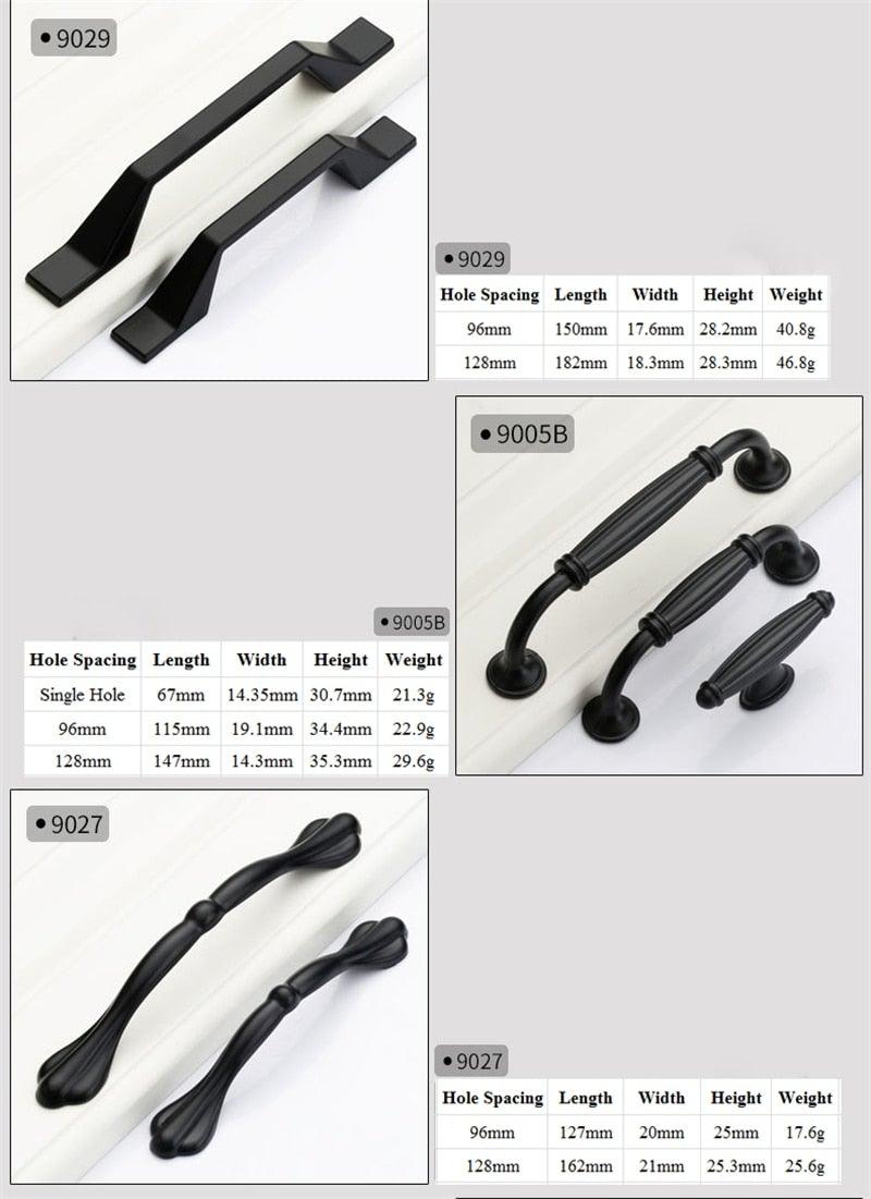 Black American Aluminium Alloy Door Handles Wardrobe Drawer Pull Kitchen Cabinet Knobs For Furniture Handle Hardware Accessories Vintage Cabinet Drawer Handles Pull for Cabinet Door Dresser Cupboard Closet Drawer Furniture