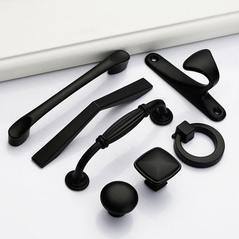 Black American Aluminium Alloy Door Handles Wardrobe Drawer Pull Kitchen Cabinet Knobs For Furniture Handle Hardware Accessories Vintage Cabinet Drawer Handles Pull for Cabinet Door Dresser Cupboard Closet Drawer Furniture