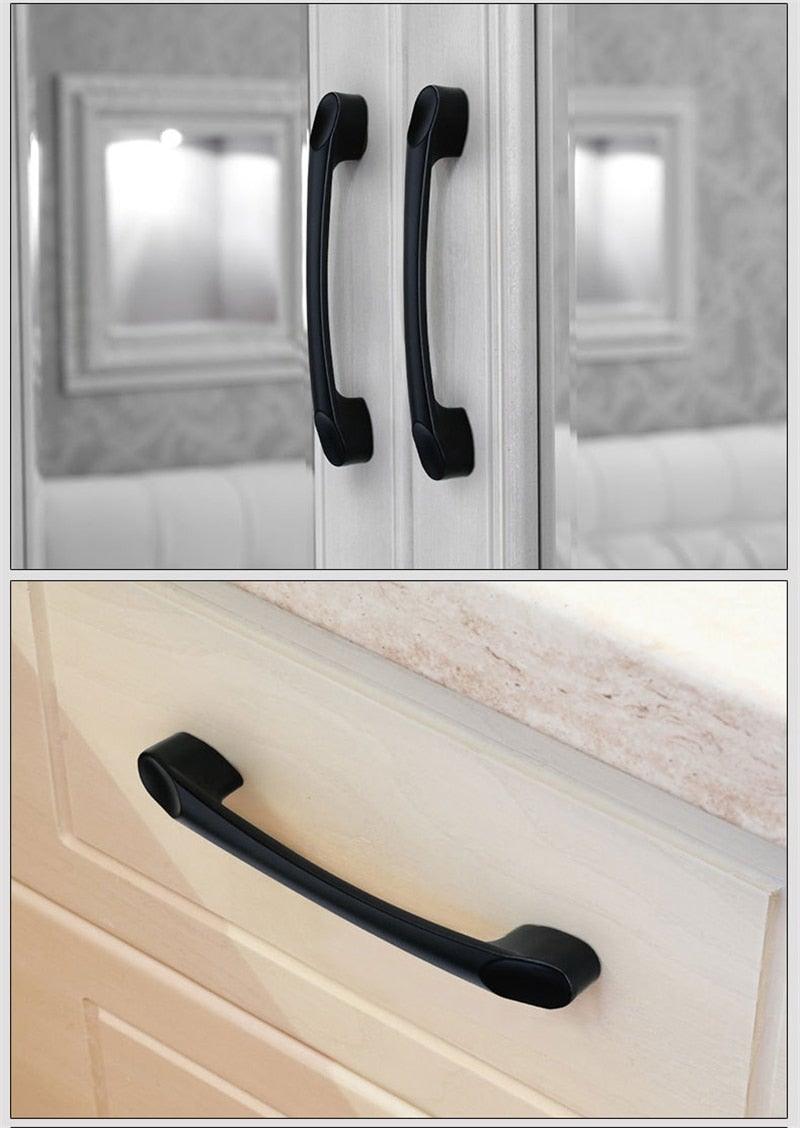 Black American Aluminium Alloy Door Handles Wardrobe Drawer Pull Kitchen Cabinet Knobs For Furniture Handle Hardware Accessories Vintage Cabinet Drawer Handles Pull for Cabinet Door Dresser Cupboard Closet Drawer Furniture