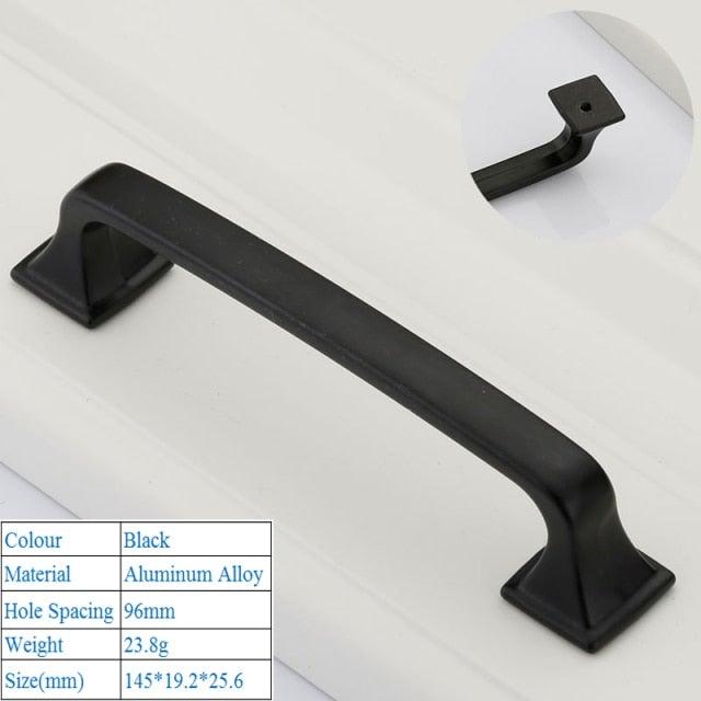 Black American Aluminium Alloy Door Handles Wardrobe Drawer Pull Kitchen Cabinet Knobs For Furniture Handle Hardware Accessories Vintage Cabinet Drawer Handles Pull for Cabinet Door Dresser Cupboard Closet Drawer Furniture