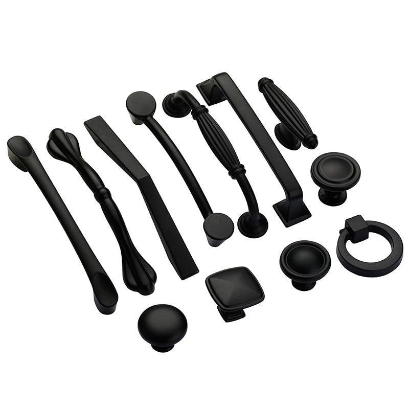 Black American Aluminium Alloy Door Handles Wardrobe Drawer Pull Kitchen Cabinet Knobs For Furniture Handle Hardware Accessories Vintage Cabinet Drawer Handles Pull for Cabinet Door Dresser Cupboard Closet Drawer Furniture