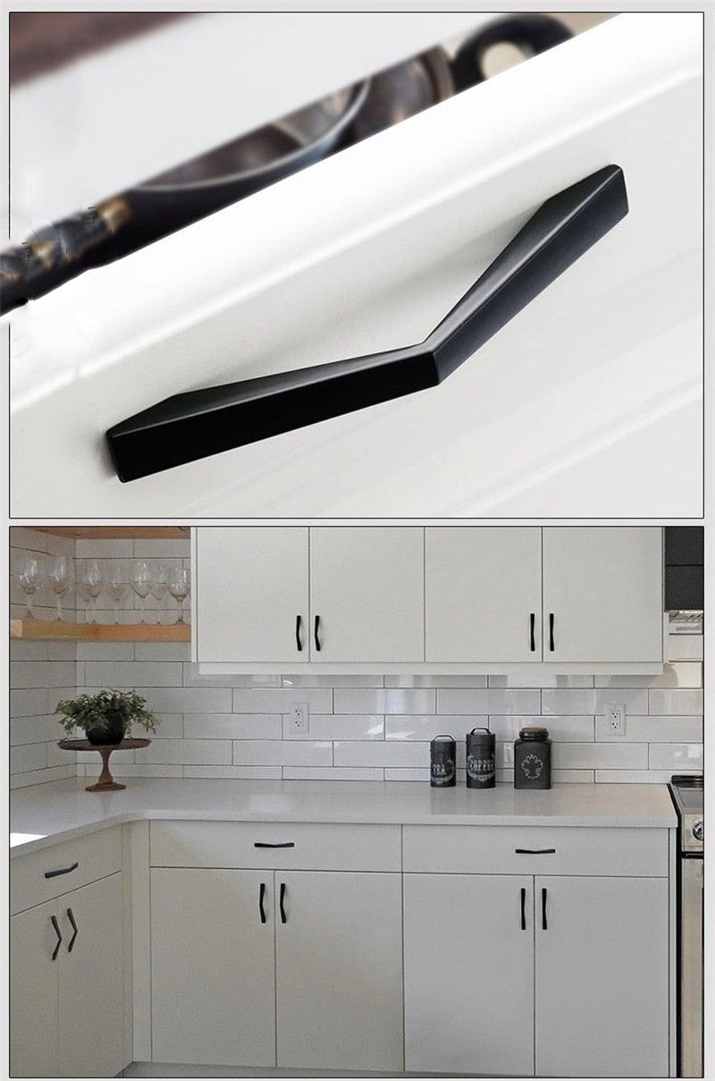 Black American Aluminium Alloy Door Handles Wardrobe Drawer Pull Kitchen Cabinet Knobs For Furniture Handle Hardware Accessories Vintage Cabinet Drawer Handles Pull for Cabinet Door Dresser Cupboard Closet Drawer Furniture