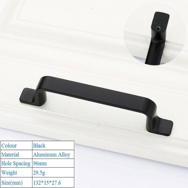 Black American Aluminium Alloy Door Handles Wardrobe Drawer Pull Kitchen Cabinet Knobs For Furniture Handle Hardware Accessories Vintage Cabinet Drawer Handles Pull for Cabinet Door Dresser Cupboard Closet Drawer Furniture