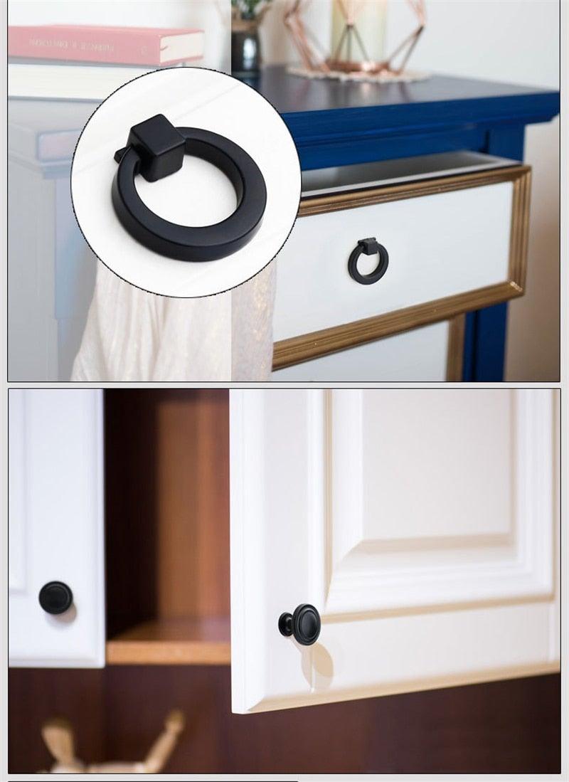 Black American Aluminium Alloy Door Handles Wardrobe Drawer Pull Kitchen Cabinet Knobs For Furniture Handle Hardware Accessories Vintage Cabinet Drawer Handles Pull for Cabinet Door Dresser Cupboard Closet Drawer Furniture