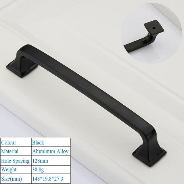 Black American Aluminium Alloy Door Handles Wardrobe Drawer Pull Kitchen Cabinet Knobs For Furniture Handle Hardware Accessories Vintage Cabinet Drawer Handles Pull for Cabinet Door Dresser Cupboard Closet Drawer Furniture