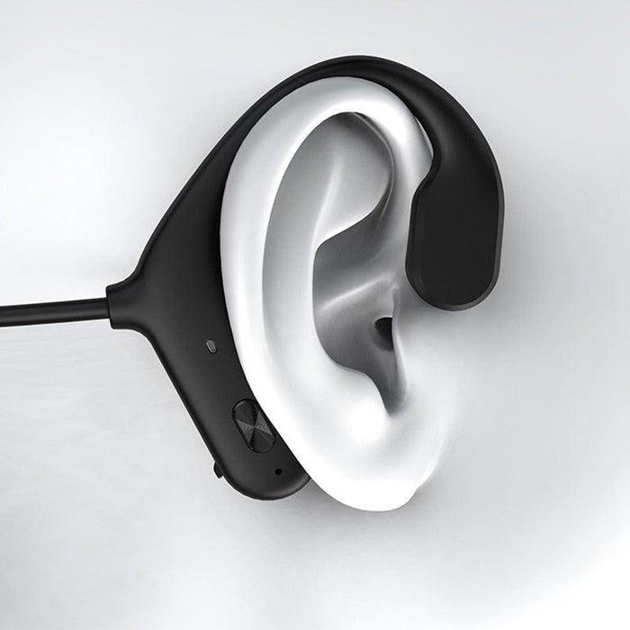 Black Bone Conduction Earphones Wireless Bluetooth 5.0 Waterproof Sports Headphones Noise Reduction Magnetic Headset With Mic Wireless Earbuds With Microphone Bluetooth Headphones Ear Control Hi-Fi Stereo Sound Earphones