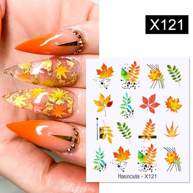 Black Lines Flower Leaves Water Decals Stickers Floral Face Marble Pattern Slider For Nails Summer Nail Art Decoration Summer Stickers on Nails Simple Summer Slider for Manicure Nail Art Watermark Manicure Decor