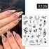 Black Lines Flower Leaves Water Decals Stickers Floral Face Marble Pattern Slider For Nails Summer Nail Art Decoration Summer Stickers on Nails Simple Summer Slider for Manicure Nail Art Watermark Manicure Decor